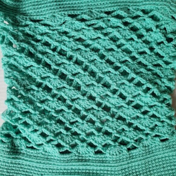 Crochet bag light green hand made knitted purse boho cottagecore knitting tote - Picture 3 of 9